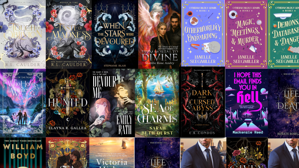 A mosaic of book covers.